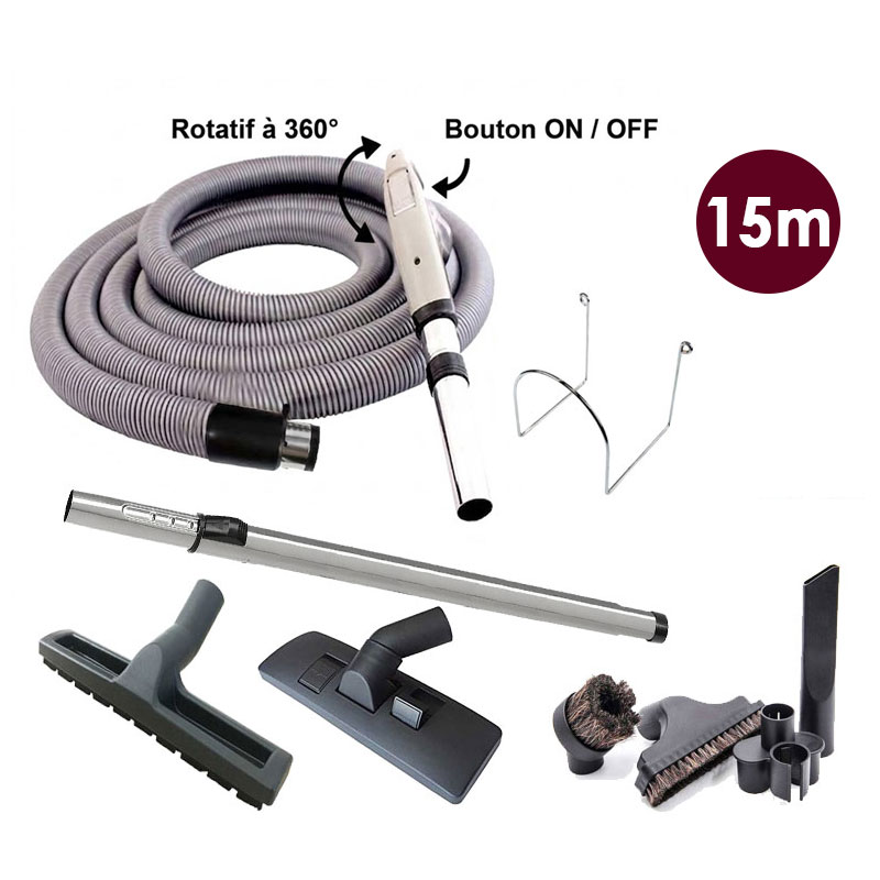 Trousse 8 accessoires + 1 flexible Universel avec bouton marche/arrêt - longueur 15m