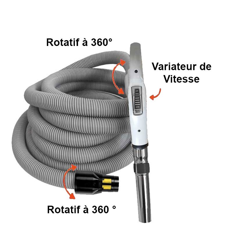 Aspiration centralisée AERTECNICA TS4 (jusqu’à 700 m²), Sans Sac - GARANTIE 3 ANS  - Avec 1 trousse flexible à variateur 9m + 8 accessoires + kit 4 prises + kit prise balai + kit prise garage, CMTS4_3