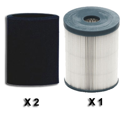 Lot de 2 pré-filtres + 1 Filtre pour centrales Easy clean 300/400/550 et Aspilusa 300/400/550