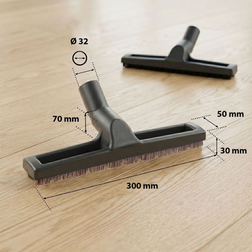 Brosse parquet et sols durs en crin naturel à roulettes 300 mm_1