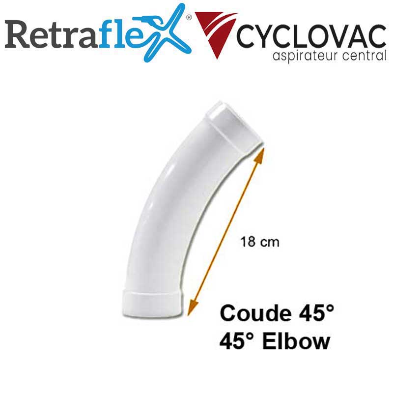Coude grand rayon FF, obligatoire pour tous les systèmes de flexible rétractable - angle de 45°