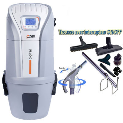 Aspiration centralisée SACH VAC Digital 1.6 kW (jusqu'à 250 m2) + Set inter 9 M + 8 accessoires + 1 kit de nettoyage micro offert - Garantie 4 ans_1
