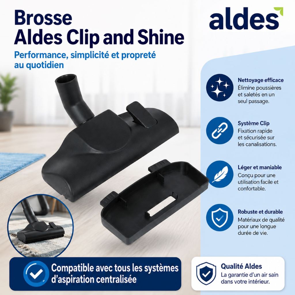 Brosse Aldes Clip and Shine tous sols standard, C. Cleaner, C.Booster, C.Power, C.Dooble