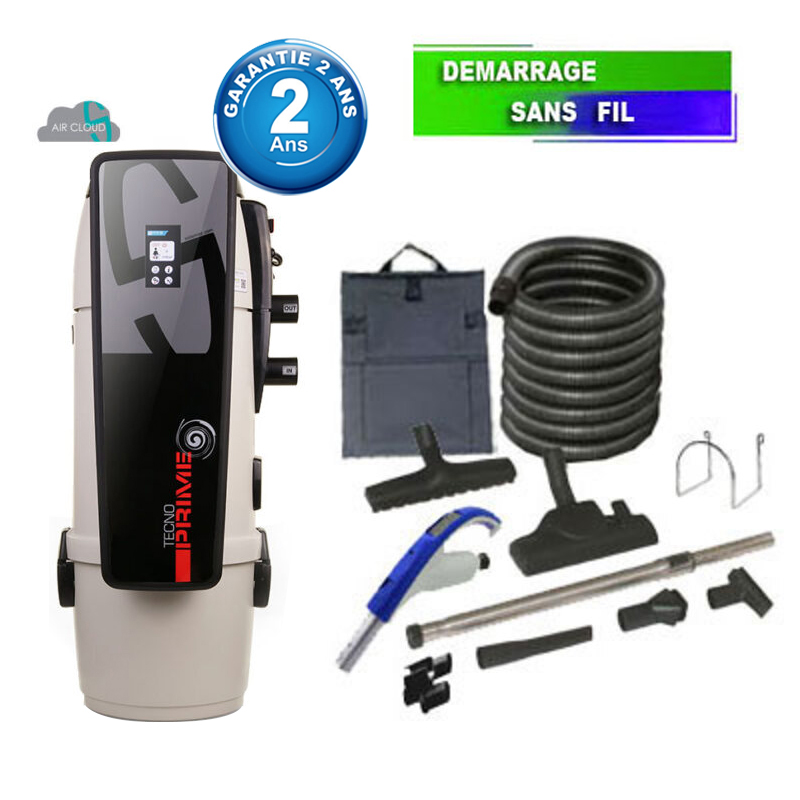 Aspirateur central type ALDES, tecno Prime 450 (jusqu’à 450 m²) + set accessoires - Garantie 2 ans, SISTEM AIR 3115.3TPR