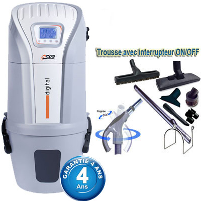 Aspiration centralisée SACH VAC Digital 1.6 kW (jusqu'à 250 m2) + Set inter 9 M + 8 accessoires + 1 kit de nettoyage micro offert - Garantie 4 ans