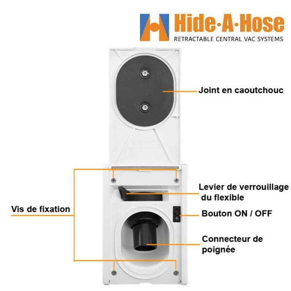 Prise murale blanche Hide-A-Hose nouvelle génération, 20% plus petit que le premier modèle_4