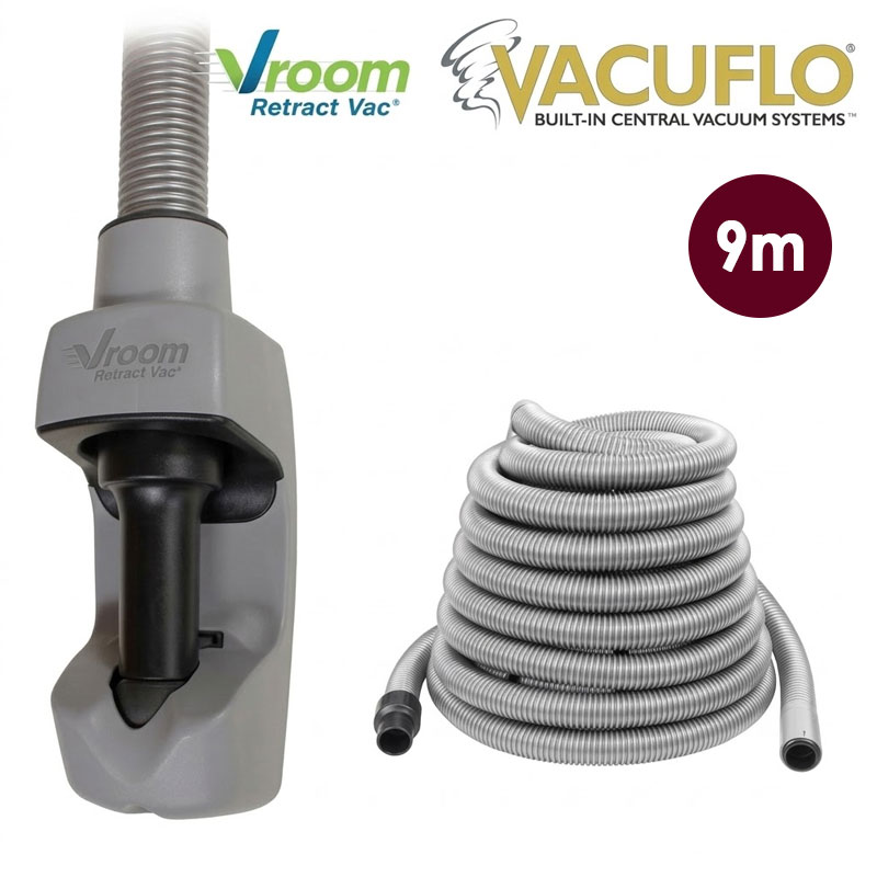 Nouveau Kit Flexible Vroom Retract Vac , compatible avec toutes les marques d'aspiration centralisée - longueur 9m_1