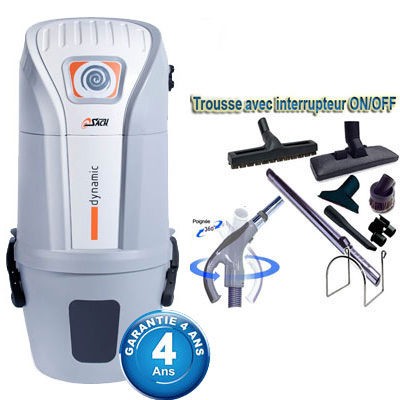 Aspiration centralisée SACH VAC Dynamic 1.8kW + Set inter 9 M + 8 accessoires + 1 kit de nettoyage micro offert - Logement jusqu'à 300 m2 - Garantie 4 ans