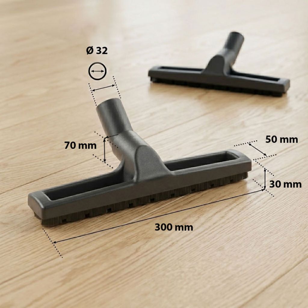Brosse parquet et sols durs en nylon à roulettes 300 mm_1