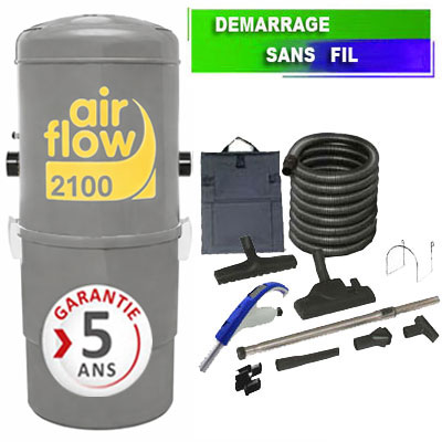Aspirateur central type ALDES, Airflow 2100 (surface jusqu’à 400 m²) + set accessoires - Garantie 5 ans