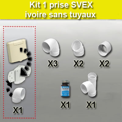 Kit 1 prise carrée sans tuyau - ivoire