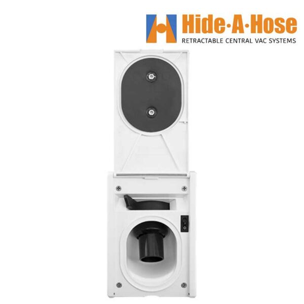 Prise murale blanche Hide-A-Hose nouvelle génération, 20% plus petit que le premier modèle_3