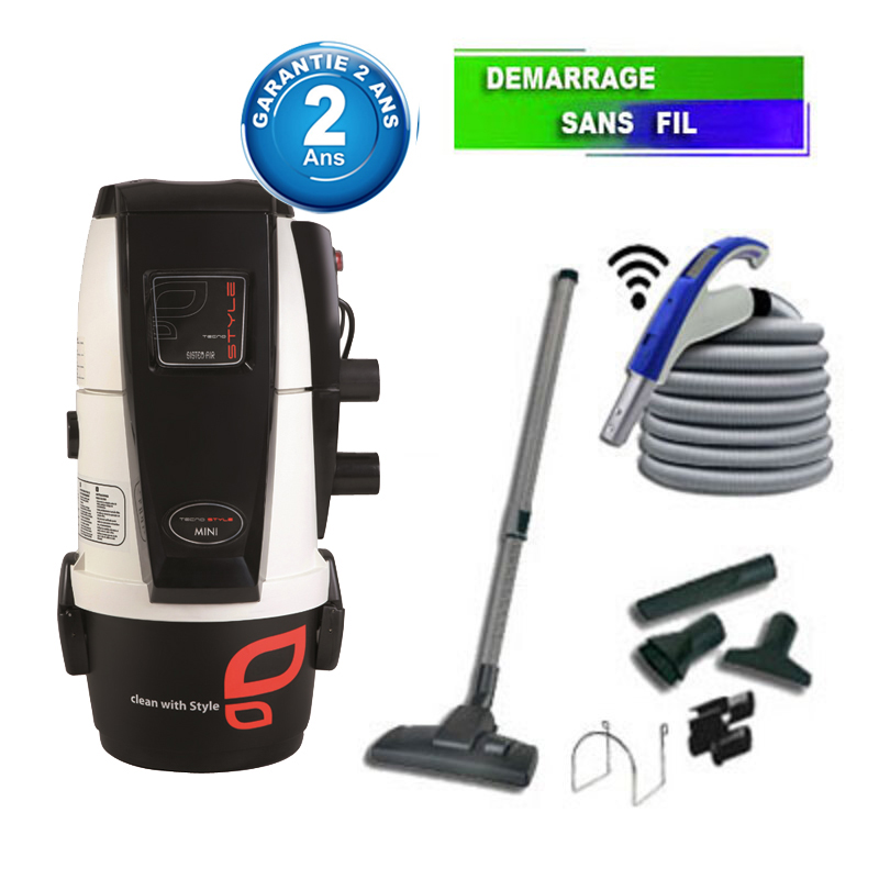 Aspirateur central type ALDES, Tecno Style MINI 150 (jusqu’à 150 m²) + set accessoires - Garantie 2 ans, SISTEM AIR 3107.1TER