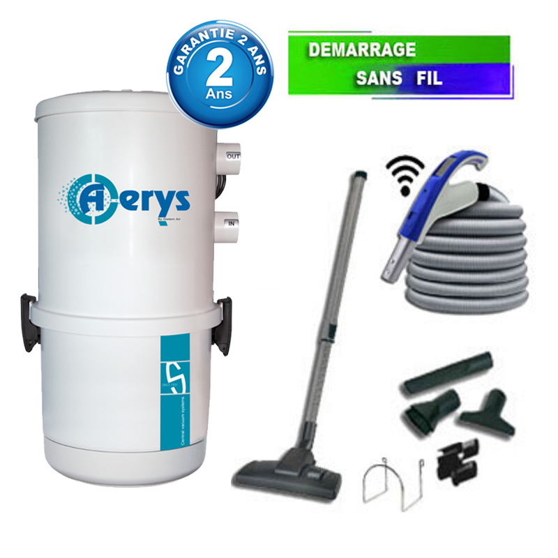 Aspirateur central type ALDES, Aerys 250 (jusqu’à 250 m²) + set accessoires - Garantie 2 ans, SISTEM AIR 3107.0P