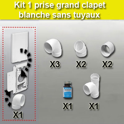 Kit 1 prise grand clapet sans tuyau - blanc