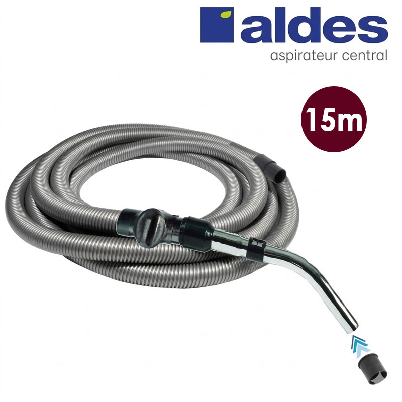 Flexible ALDES avec poignée standard chromée remplace la poignée de commande pneumatique ALDES 11070062 avec douille de démarrage et vanne d’arrêt - longueur 15m