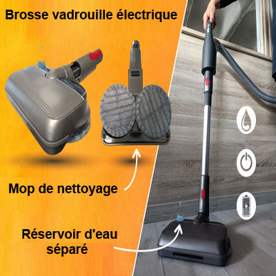 Brosse vadrouille électrique pour aspirateur sans fil compatible Dyson V7, V8, V10, V11, lumière LED, réservoir d'eau, tête de brosse