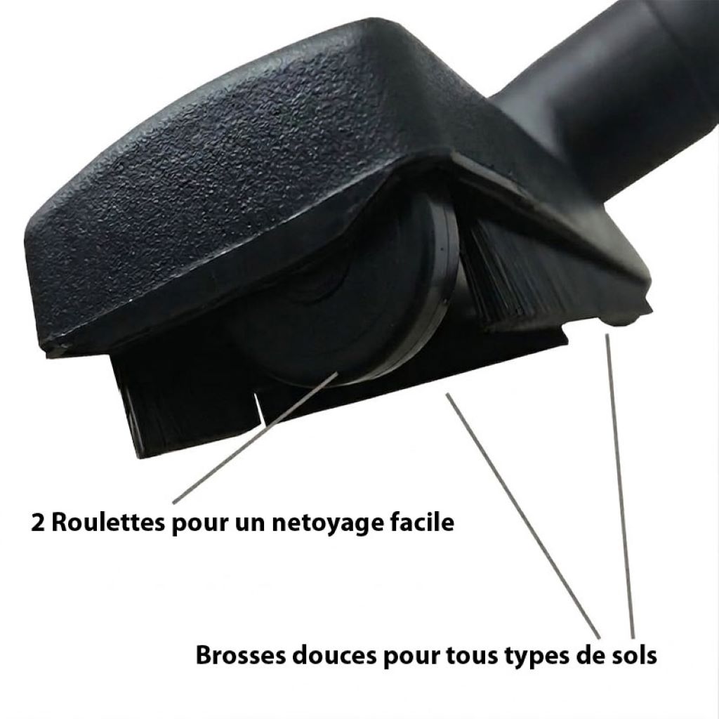 Brosse parquet et sols durs en nylon à roulettes 300 mm_5