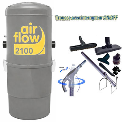 Aspirateur central AIRFLOW 2100 garantie 5 ans (jusqu’à 400 m²) + trousse inter 9 ML + 8 accessoires + 1 Kit de nettoyage micro offert_1