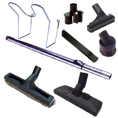 Kit 8 accessoires avec tube télescopique Chromé et support mural de Luxe pour flexible et poignée
