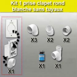 Kit 1 prise clapet rond sans tuyau - blanc
