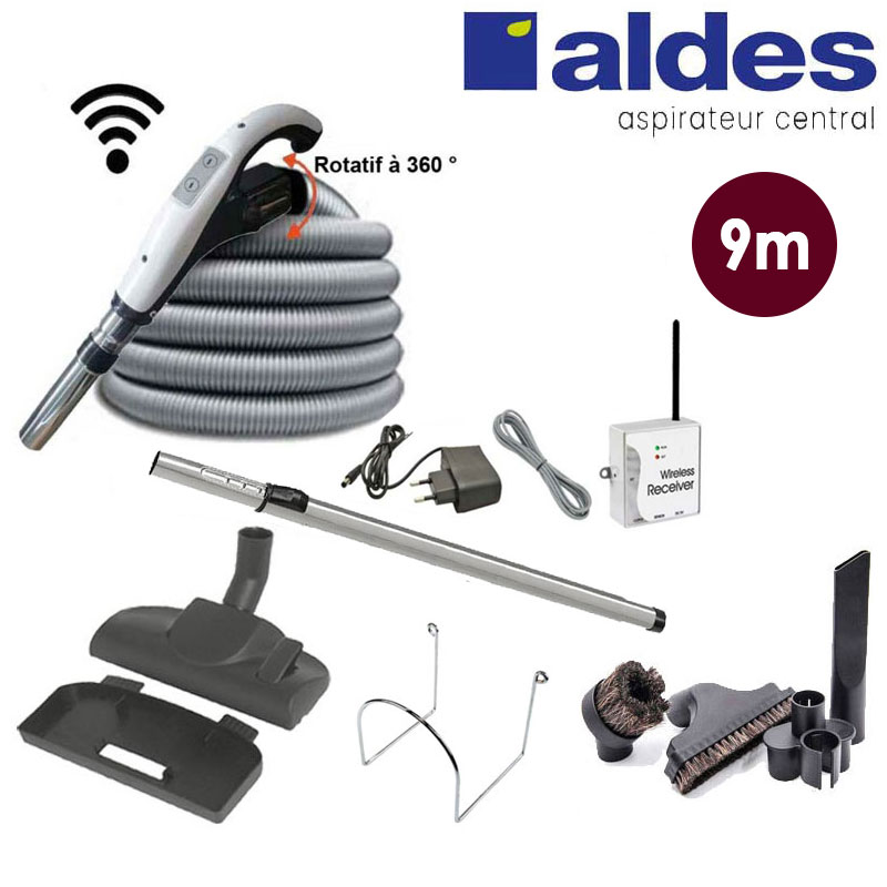 Set de nettoyage 7 accessoires + 1 flexible avec poignée marche/arrêt à télécommande intégrée - longueur 9m