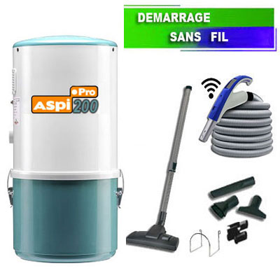 Aspirateur central type ALDES, ASPI PRO 200 (jusqu’à 180 m²) + set accessoires - Garantie 5 ans