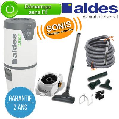 Aspirateur central ALDES Pack C.AXPIR COMFORT- Garantie 2 ans - Surface jusqu’à 300 m² - Set de nettoyage - Berceau mural offert, 11071423