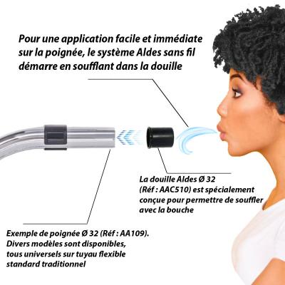 Set ALDES 8 accessoires + 1 flexible avec poignée standard chromée remplace la poignée de commande pneumatique ALDES 11070062 avec douille de démarrage et vanne d’arrêt - longueur 8m_3