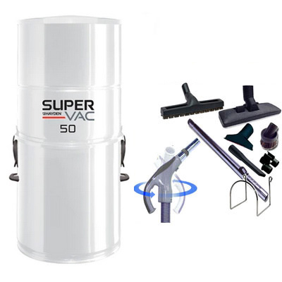 Aspirateur central à sac HAYDEN SuperVac 50 GARANTIE 10 ANS (jusqu’à 250 m²)+ trousse inter 9 ML + 8 accessoires + 1 Kit de nettoyage micro offert_1