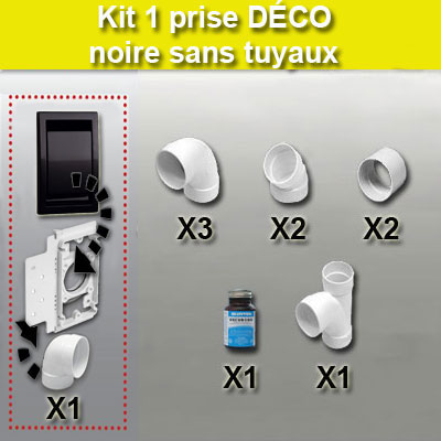 Kit 1 prise Déco sans tuyau - noir
