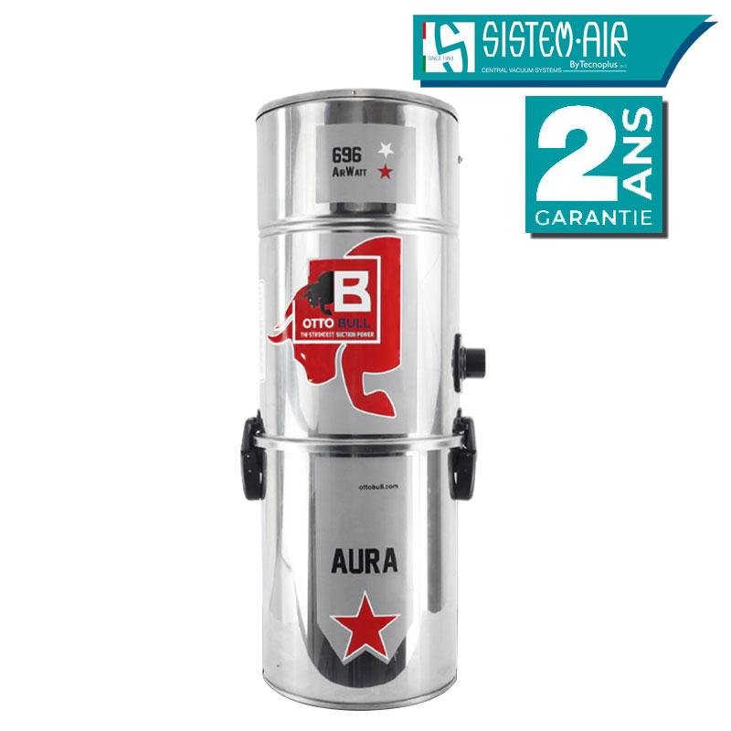 Aspiration centralisée avec sac OTTO BULL AURA 400 INOX (jusqu’à 400 m²), Garantie 2 ans, SISTEM AIR VAC69AUB