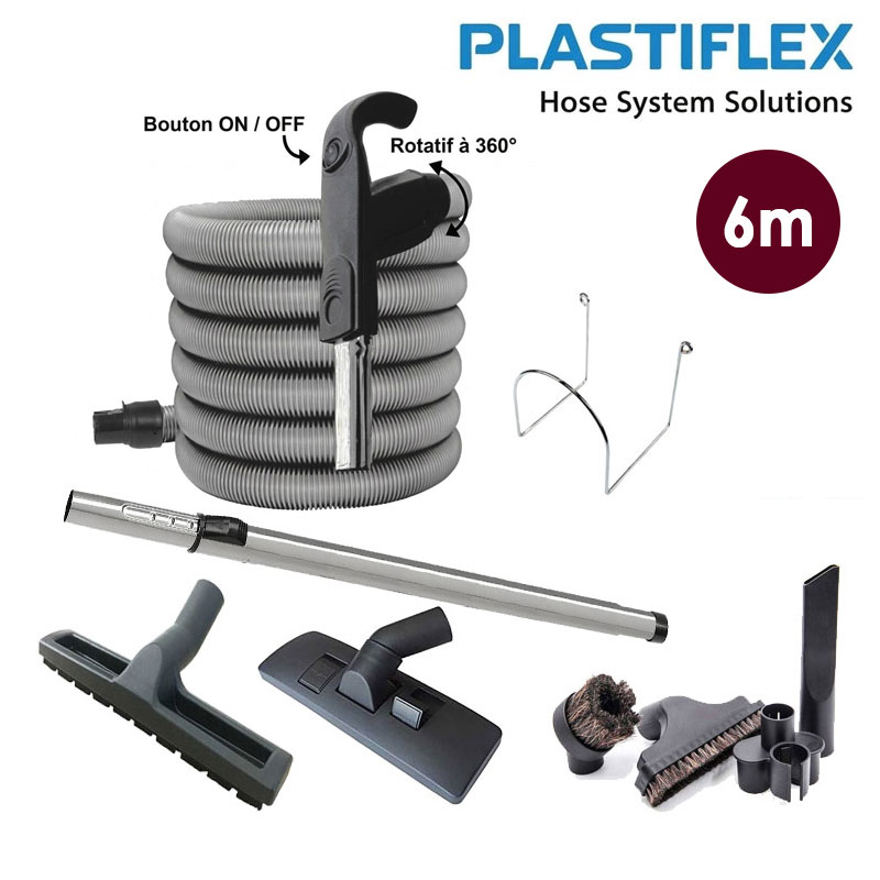 Set 8 accessoires + 1 flexible premium Plastiflex avec bouton marche/arrêt - longueur 6m