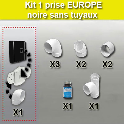 Kit 1 prise europe sans tuyau - noir