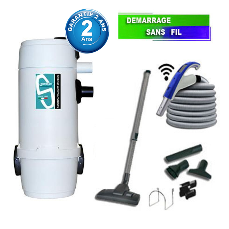 Aspirateur central type ALDES, Sunny Smart 7 plus (jusqu’à 250 m²) + set accessoires - Garantie 2 ans, SISTEM AIR 3109.0C