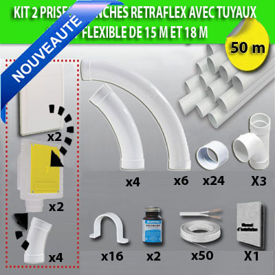Aspiration centralisée Aspi-pro 550 garantie 5 ans + 2 Sets 15 m RETRAFLEX + 14 accessoires + kit 2 prises RETRAFLEX + kit prise balai + kit prise garage (rayon d'action 2 X 150 m2)_3