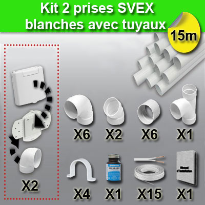 Ensemble 2 prises SVEX avec tuyaux - blanc