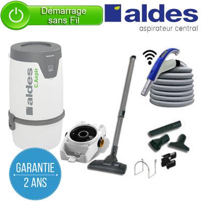 Aspirateur central ALDES Pack C.AXPIR INITIA - Garantie 2 ans - Surface jusqu’à 200 m² - Set de nettoyage - Berceau mural offert, 11071419