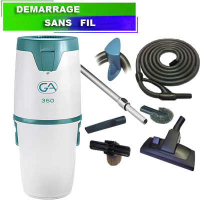 Aspiration centralisée GA 350 Radio (jusqu’à 350m²), Garantie 2 ans + Kit flexible Radio 8m + 5 accessoires, GÉNÉRAL D'ASPIRATION 31082440
