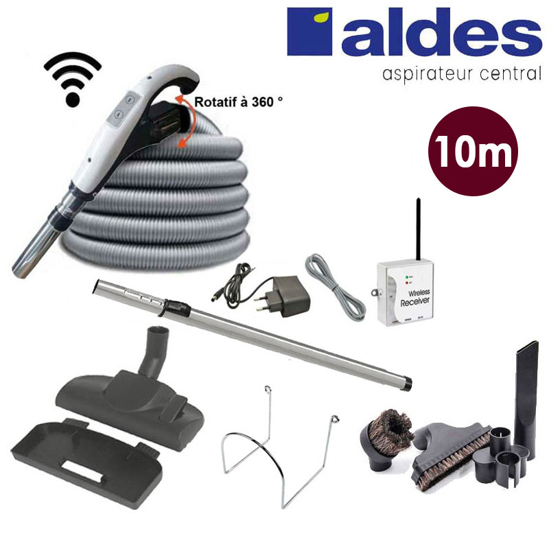 Set de nettoyage 7 accessoires + 1 flexible avec poignée marche/arrêt à télécommande intégrée - longueur 10m