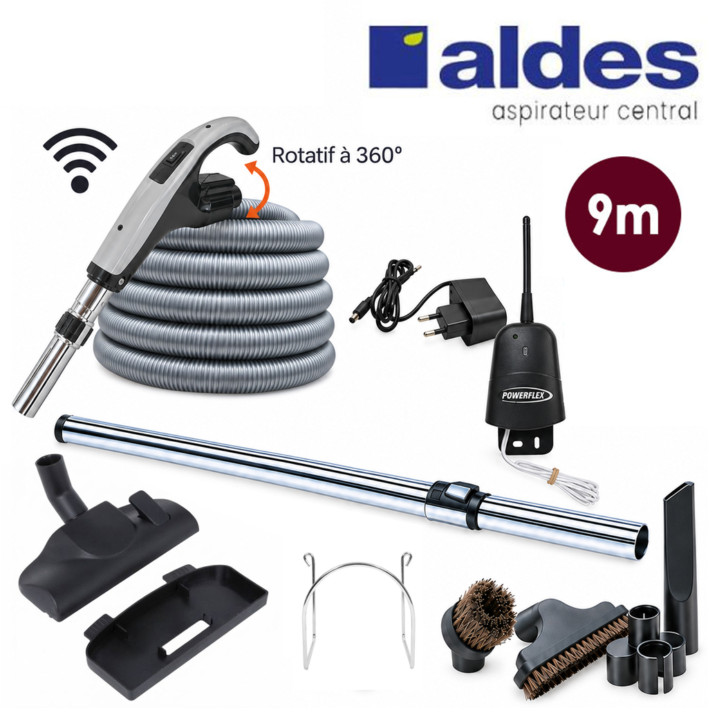 Kit 7 accessoires ALDES + 1 flexible universel on/off type ALDES de 9 m avec poignée Powerflex marche/arrêt_0