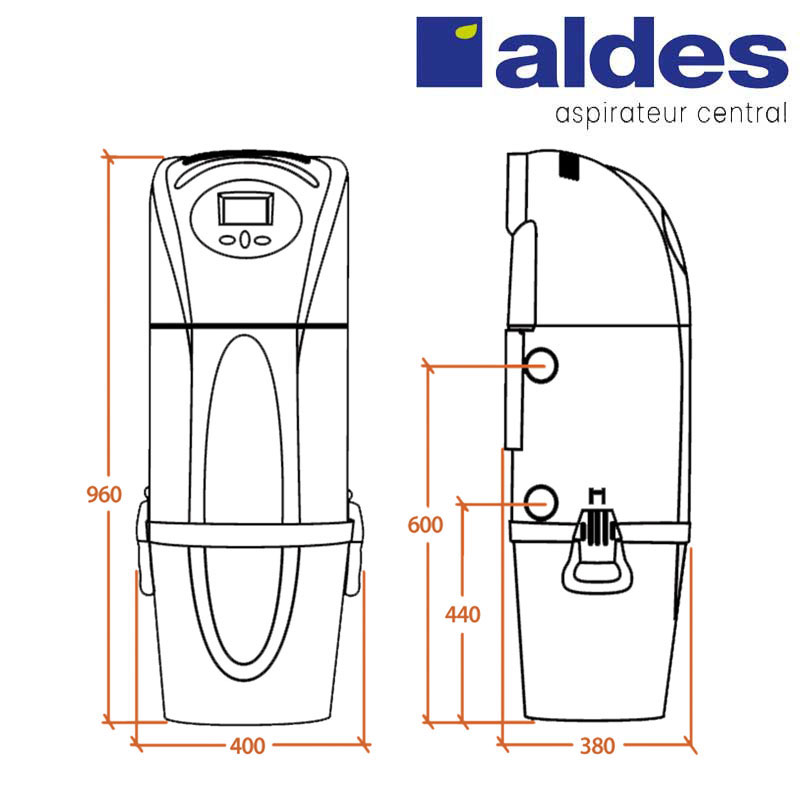 Centrale ALDES C.Axpir® Dynamic, Garantie 2 ans, (jusqu'à 500 M²) + Set inter 9 M + 8 accessoires + Kit de nettoyage micro offert_4