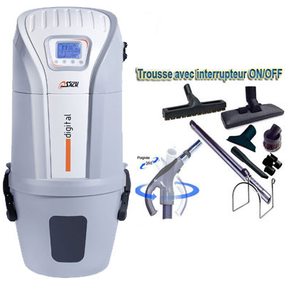 Aspiration centralisée SACH VAC Digital 2.4 kW garantie 4 ans (jusqu'à 500 M²) + Set inter 9 M + 8 accessoires + 1 kit de nettoyage micro offert_1