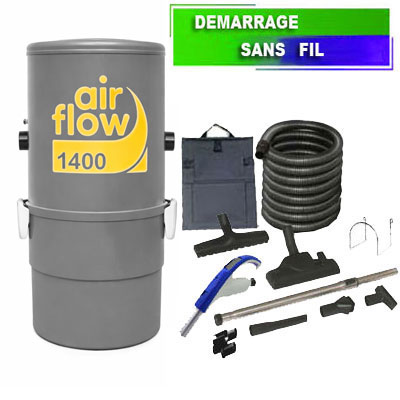 Aspirateur central type ALDES, Airflow 1400 (surface jusqu’à 180 m²) + set accessoires - Garantie 5 ans_1