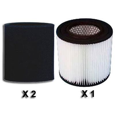 Lot de 2 pré-filtres + 1 Filtre polyester pour centrales ASPIRAMATIC