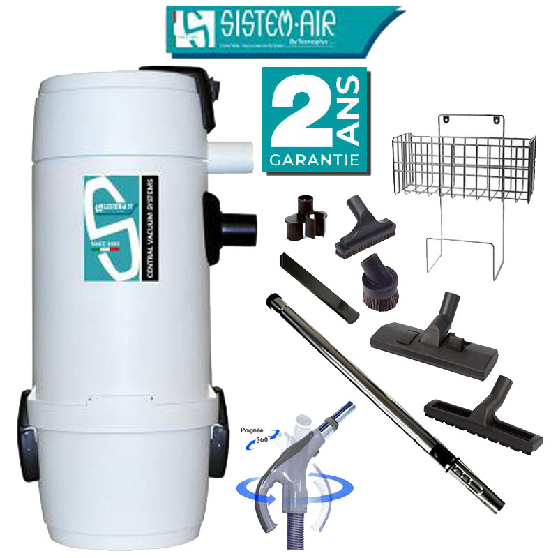 Aspiration centralisée SISTEM AIR Sunny Smart 7 (jusqu’à 250 m²), Garantie 2 ans + Set inter 9 M + 8 accessoires + 1 Kit de nettoyage micro offert