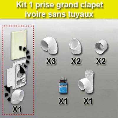 Kit 1 prise grand clapet sans tuyau - beige