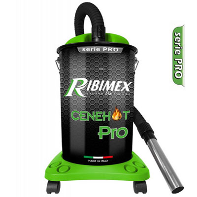 Bidon vide cendres chaudes en dessous de 40 °C CENEHOT PRO SUR ROUES à moteur électrique 1200W, 25L pour aspirer les cendres chaudes des cheminées, des poêles à bois ou à granulés, RIBIMEX PRCEN005