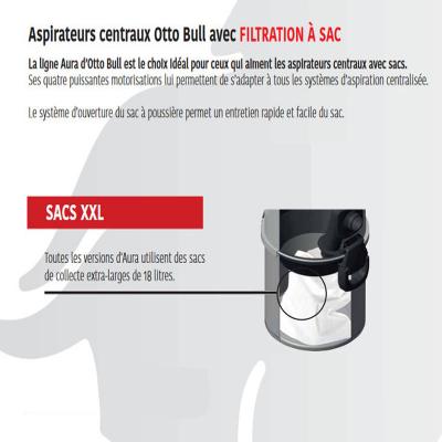 Aspiration centralisée avec sac OTTO BULL AURA 150 INOX (jusqu’à 150 m²), Garantie 2 ans, SISTEM AIR VAC55AU_4