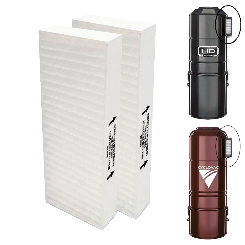 2 filtres à poussière de charbons moteur pour les aspirateurs centraux type Cyclovac depuis 2007 et aspirateurs centraux HD